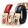 Femmes Ceinture Ratchet Ceintures en Cuir Véritable pour Les Dames Jeans avec Ceinture Automatique Coeur d'or Boucle avec Réglab