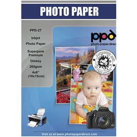 PPD 6x4” x 100 Papiers Photo PREMIUM Brillant 260g Jet d' Encre