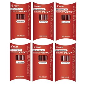 Pilot bxc-v5/V7 Rouge Recharge Cartouches d'encre de rechange de remplacement pour stylo roller Hi-Tecpoint V5 et système V7 Car