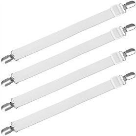 4X Clips pour draps de lit Blancs – Attaches pour Bretelles – Sangles pour Porte-Matelas pour draps Plats et Housses – Sangle él