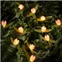 Lights4fun Guirlande Lumineuse avec Fleurs Roses et 20 LED Blanc Chaud à Piles avec Minuterie Résistante aux Intempéries Décorat