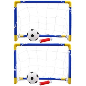 Lot de 2 mini buts de football pour enfants – But de football junior avec filet