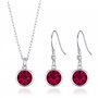 Philip Jones Ensemble collier et boucles d'oreilles avec pierre de naissance de juillet (rubis) créés avec des cristaux Zircondi