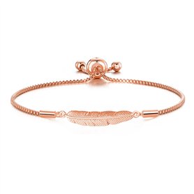 Philip Jones Bracelet d'amitié plume plaqué or rose créé avec des cristaux Zircondia®