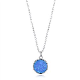 Philip Jones Collier Opale Bleue Synthétique Plaqué Argent