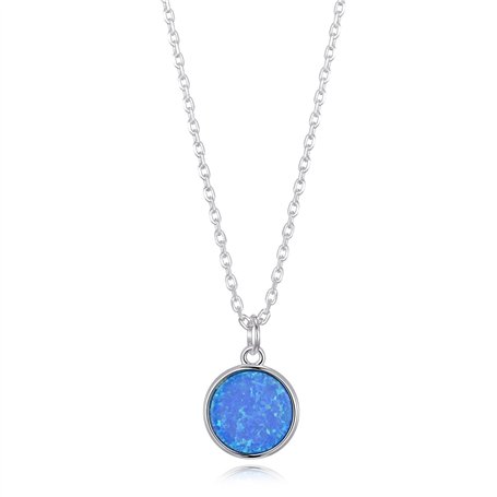 Philip Jones Collier Opale Bleue Synthétique Plaqué Argent
