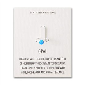 Philip Jones Bague en opale bleue synthétique avec carte de citation