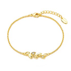 Philip Jones Bracelet chaîne feuille plaqué or créé avec cristaux Zircondia®