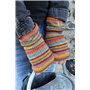 Pachamama Chauffe-poignets en laine pour femme - Doublure polaire - Rayures multicolores - Taille unique - Fait à la main - Ther