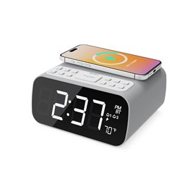 Majority Darwin Radio et Radio-Réveil avec Chargement sans Fil | Réveil Matin avec Thermomètre | Haut-parleurs 12W Alarm Clock |