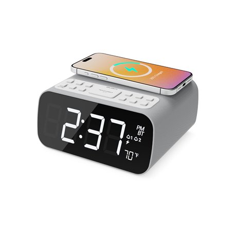 Majority Darwin Radio et Radio-Réveil avec Chargement sans Fil | Réveil Matin avec Thermomètre | Haut-parleurs 12W Alarm Clock |