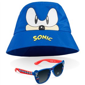 SONIC THE HEDGEHOG Bob Enfant Ensemble Bob Garcon Fille et Lunettes de Soleil Enfant UV400 Casquette Chapeau Plage Enfant Protec