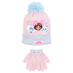 Gabbys Dollhouse Ensemble chapeau et gants pour filles | Bonnet et gants d'hiver pour enfants | Bonnet filles | Marchandise offi