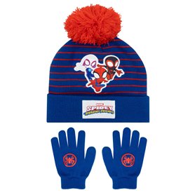 Marvel Bonnet Spiderman | Spidey Et Ses Amis Extraordinaires Gant Et Bonnet Enfant | Bonnet Et Gant Hiver | Taille Unique Bleu