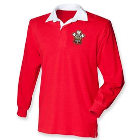 Maillot de Rugby à Manches Longues pour Enfant avec Inscription « Welsh Supporter » Rouge