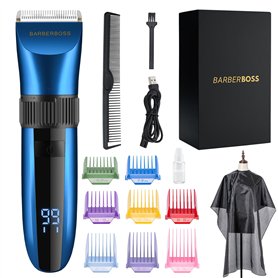 BarberBoss Tondeuse à barbe et à cheveux sans fil – Étanche avec lames en céramique