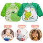 Cozlly Bavoir à manches lavables,4pcs Bavoir Etanche à Manchs Longue,Unisexe Tablier d'Alimentation pour Bébé, Bavoir bébé Tabli