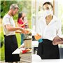 Granvoo 2 Pièces Tablier Serveur Noir, Tablier Long Serveur, Tablier Noir avec Poche, Tablier à la Taille, Tablier de Chef Profe