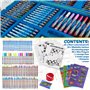 Hot Wheels Coffret Enfant, Kit Dessin et Coloriage Feutres Lavables, Crayons de Couleur Cire, Stickers, Boîte de Rangement 130+ 