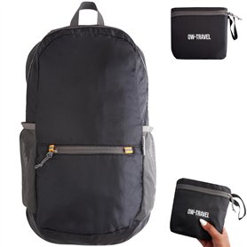OW-Travel Sac à Dos Pliable Ultra Léger (Noir). Sac a Dos Packable de Jour. Rangement Léger de 20L. Ideal Sacs à Dos de Randonné