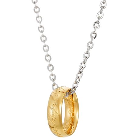 Collier avec pendentif Seigneur des Anneaux - Lotr - Cosplay « The One Ring to Rule Them All » - Elfe Elfe - Bague dorée Gandalf