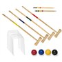 Ensemble de croquet en bois pour 4 joueurs – Jeu de jardin traditionnel pour enfants et adultes – Comprend des maillets
