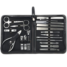 Kovira Kit Manucure Pedicure avec Coupe-Ongles (19 Pièces) - Set Manucure Professionnel en Acier Inoxydable pour Cuticules et On