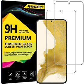 4youquality Lot de 2 films de protection d'écran en verre trempé pour Samsung Galaxy S22 Plus/S22+