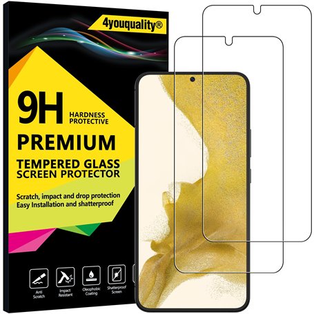 4youquality Lot de 2 films de protection d'écran en verre trempé pour Samsung Galaxy S22 Plus/S22+