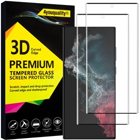 4youquality Lot de 2 protections d'écran en verre trempé pour Samsung Galaxy S22 Ultra