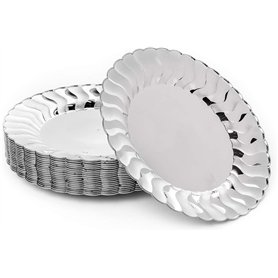 MATANA 20 Assiettes en Plastique Argentées