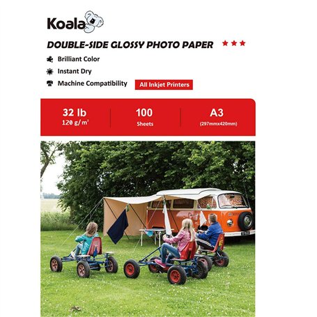 KOALA Papier Photo Double Face Brillant pour imprimante à Jet d'encre
