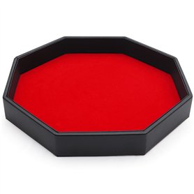 Belle Vous Piste de Dés Octogone en Simili Cuir Noir et Velours Rouge - Plateau Jeu de Dés pour Les Jeux de Table comme Les RPG