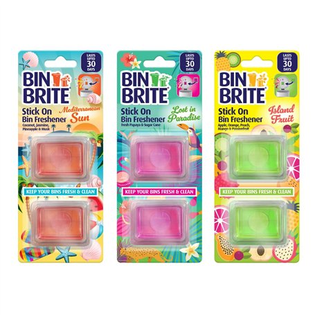 Bin Brite Lot de 3 désodorisants à coller pour poubelle – Soleil méditerranéen