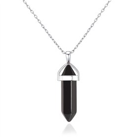 Philip Jones Collier de pierres précieuses véritables en onyx noir