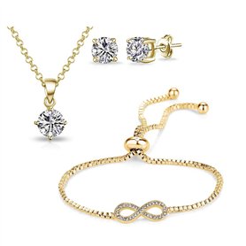 Philip Jones Ensemble d'amitié Infinity plaqué or créé avec des cristaux Zircondia®