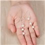 Boucles d'oreilles pendantes en argent sterling avec triple perle blanche