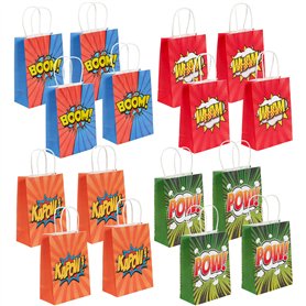 THE TWIDDLERS 16 Sacs Cadeaux Super-Héros avec Poignée à Remplir de Bonbons & de Jouets (21cm) - Pochettes Surprises Anniversair