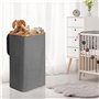 OUSFOT Panier à linge avec couvercle 105L corbeille a linge pliable avec sac à linge amovible panier a linge en bambou bac a lin