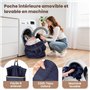 OUSFOT Bac à Linge avec Couvercle, 105L Grand Panier à Linge avec Poignées en Bambou, Corbeille à Linge en Tissu 600D Oxford Imp