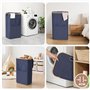OUSFOT Bac à Linge avec Couvercle, 105L Grand Panier à Linge avec Poignées en Bambou, Corbeille à Linge en Tissu 600D Oxford Imp