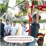 Ninja Parcours d’Obstacles de Jardin pour Enfant - 10 Obstacles durables et 15m Slackline - Équipement de Jeu extérieur pour Fil