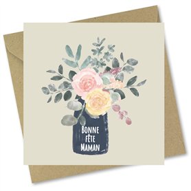 Absolutely Yours Carte de fête des Mères pour maman. Motif « Fleurs dans un vase ». Carte avec enveloppe assortie (150 x 150 mm