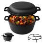 Joeji's Kitchen marmite en fonte 4.7L cocotte a pain présaisonné couvercle de 1.75L adapté au four et à tous les types de cuisso