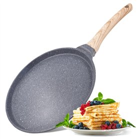 joeji's Kitchen Crêpière Pancake Poêle 26cm - Ultra Antiadhésif Facile à Nettoyer - Compatible Induction - Poignée en Bakélite D
