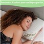 Flowen Oreiller Memorie Forme Coussin Ergonomique Cervical Idéal pour Le Soutien du Cou et de la Tête Orthopédique Anti Ronfleme