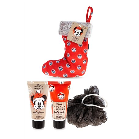 MAD BEAUTY Disney Mickey Mouse Ensemble de chaussettes avec gel douche et lotion Duo Plus luffa