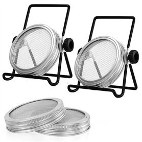 Belle Vous Kit de Germoire à Graine 6 Pièces - 4 Couvercles en Acier Inoxydable et 2 Supports - Kit Germination Graine pour Pots