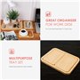 Belle Vous Lot de 3X Plateau Bambou - 2 Petits & 1 Grand Plateau Bois - Plateau de Service Bois de Bambou pour Buffets, Boissons