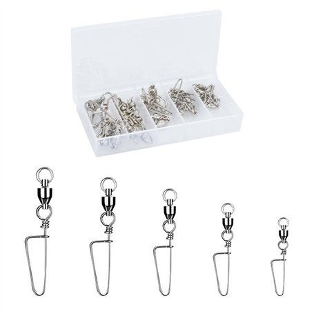 Emerillon De Pêche 25pcs Pêche Émerillon Baril 5 Tailles Anneau en Acier Inoxydable pour La Pêche Émerillons De Pêche avec Verro
